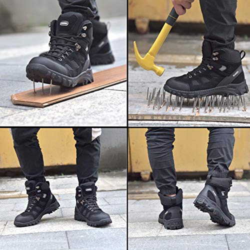 SUADEX Zapatos de seguridad para hombre y mujer, botas de seguridad altas, para invierno, con puntera de acero, 37-48 EU, color Negro, talla 42 EU