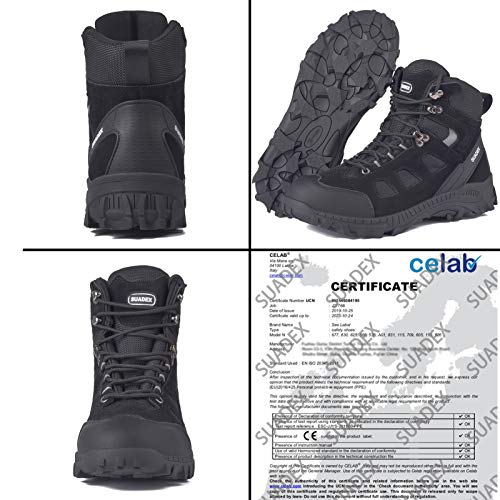 SUADEX Zapatos de seguridad para hombre y mujer, botas de seguridad altas, para invierno, con puntera de acero, 37-48 EU, color Negro, talla 42 EU