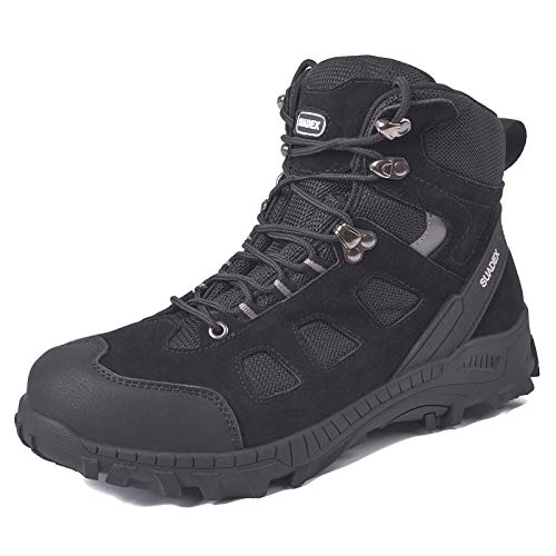 SUADEX Zapatos de seguridad para hombre y mujer, botas de seguridad altas, para invierno, con puntera de acero, 37-48 EU, color Negro, talla 42 EU