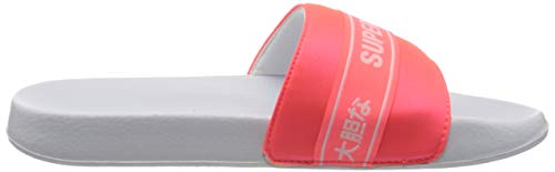 Superdry Tape Pool Slide, Sandalia. Mujer, Rojo neón, Small EU