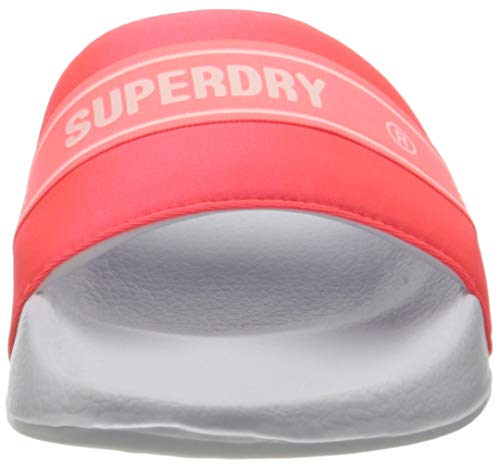 Superdry Tape Pool Slide, Sandalia. Mujer, Rojo neón, Small EU