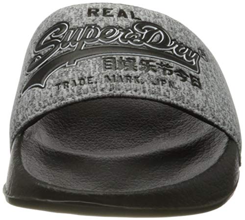 Superdry Vintage Logo Pool Slide, Zapatos de Playa y Piscina para Hombre, Gris (Dark Grey Grit Kqz), 46/47 EU