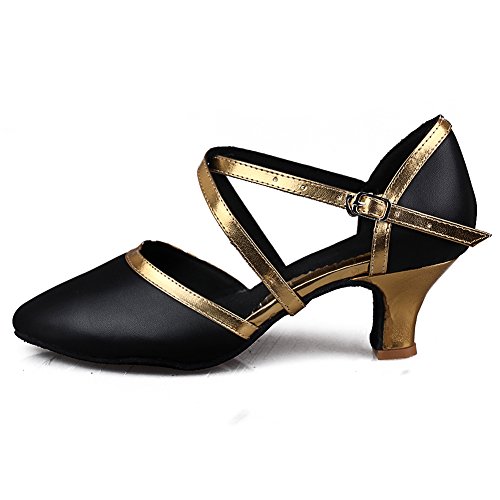 SWDZM Mujer Zapatos de baile/estándar de Zapatos de baile latino Ballroom modelo-ES-515 Gold 37.5 EU