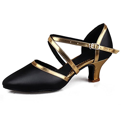 SWDZM Mujer Zapatos de baile/estándar de Zapatos de baile latino Ballroom modelo-ES-515 Gold 38 EU