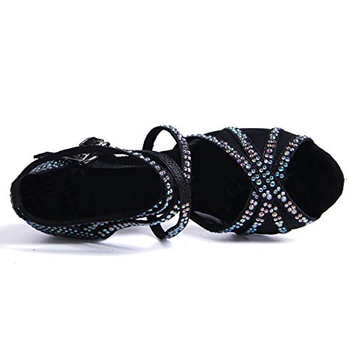 Syrads Zapatos de Baile Latino con pedrería para Mujer Salsa Tango Moderna Bachata Zapatos de Baile de Salón Suela Blanda 1057
