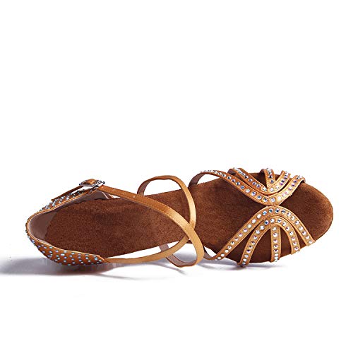 Syrads Zapatos de Baile Latino para Mujer Salsa Tango Bachata con Pedrería Vals Zapatos de Baile de Salón Suela Blanda 1056