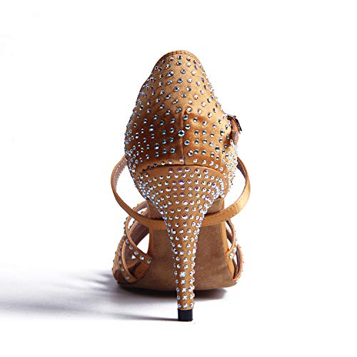Syrads Zapatos de Baile Latino para Mujer Salsa Tango Bachata con Pedrería Vals Zapatos de Baile de Salón Suela Blanda 1056