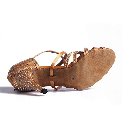 Syrads Zapatos de Baile Latino para Mujer Salsa Tango Bachata con Pedrería Vals Zapatos de Baile de Salón Suela Blanda 1056