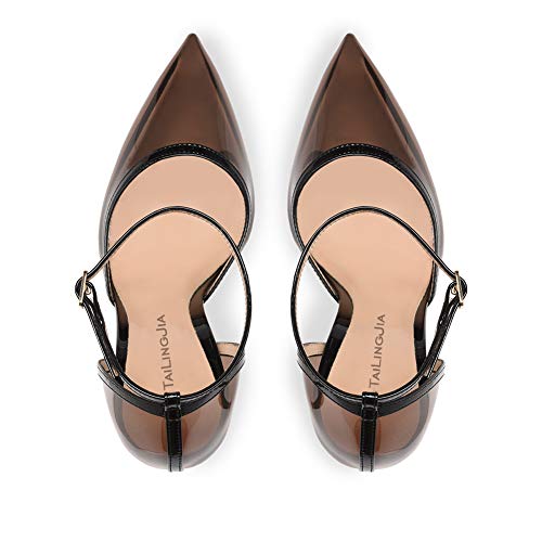 Tacón Stiletto Tacones Transparente de Tacón de Aguja Puntiagudo Punta,MWOOOK-430 Boda Fiesta Nocturna Bombas de Baile,Black,45