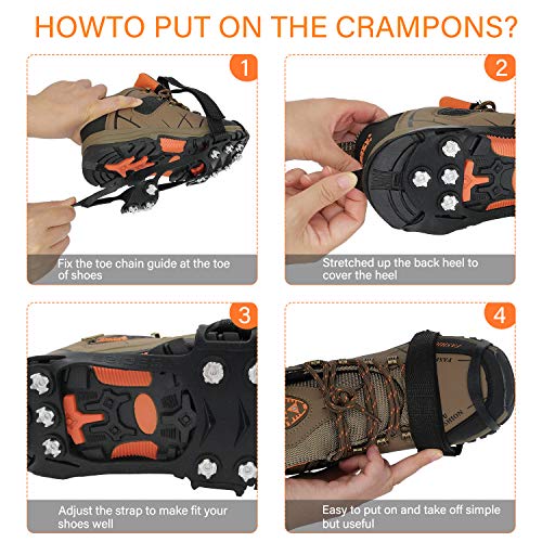 Tacos Linlook para zapatos, crampones para calzado, garras antideslizantes para la nieve y el hielo, para botas de montaña, Unisex adulto, large