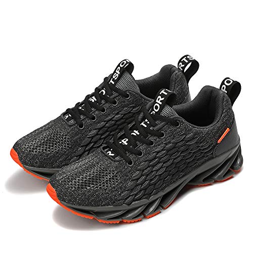 TAIZHOU Zapatillas Running Hombre Mujer Zapatos Deporte Correr Trail Fitness Sneakers Ligero Transpirable(43EU,Gray Orange)