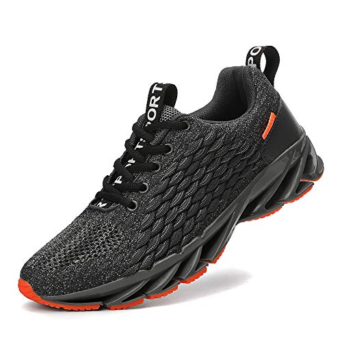TAIZHOU Zapatillas Running Hombre Mujer Zapatos Deporte Correr Trail Fitness Sneakers Ligero Transpirable(43EU,Gray Orange)