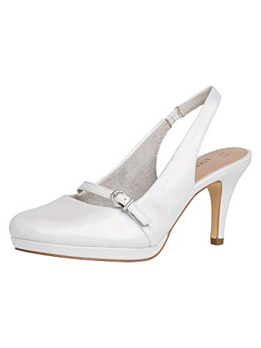Tamaris 1-1-29600-24, Zapatos con Tira de Tobillo Mujer, Blanco White Pearl 101, 40 EU
