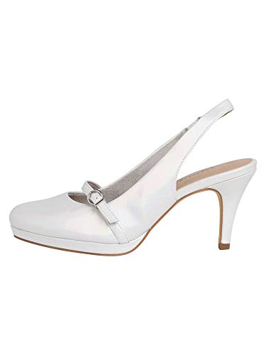 Tamaris 1-1-29600-24, Zapatos con Tira de Tobillo Mujer, Blanco White Pearl 101, 40 EU