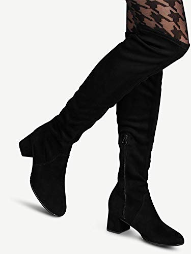 Tamaris Mujer Botas, señora Botas de Muslo,Botas por Encima de la Rodilla, Overknee-Boots,Botas de Mango Largo,Sexy,Femenino,Black,40 EU / 6.5 UK