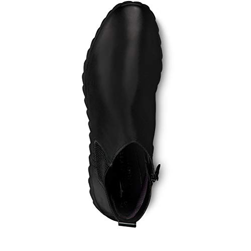 Tamaris Mujer Botines 25485-23, señora Botines cuña, Botas,Botines,Botín con cuña,tacón de cuña,Plateforme,Wedge,Plana,Black Leather,41 EU / 7.5 UK