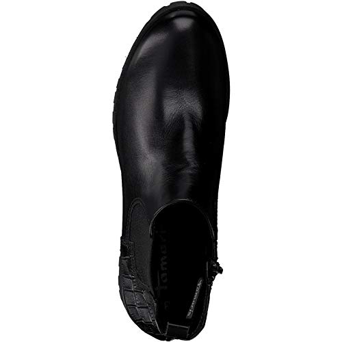 Tamaris Mujer Botines, señora Botas Chelsea, Botas,Botas de Media caña,Botines,botín,Slip on,Alto,Black/Struct,39 EU / 5.5 UK