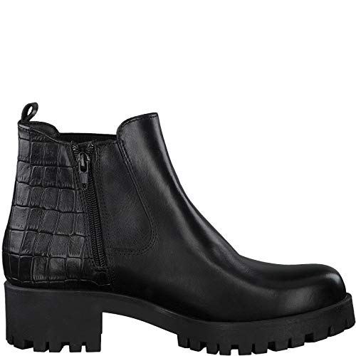 Tamaris Mujer Botines, señora Botas Chelsea, Botas,Botas de Media caña,Botines,botín,Slip on,Alto,Black/Struct,39 EU / 5.5 UK