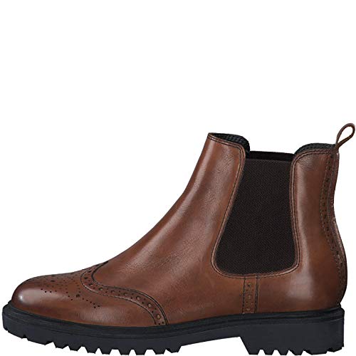 Tamaris Mujer Botines, señora Botas Chelsea, Botas,Botas de Media caña,Botines,botín,Slip on,Plana,Cognac Leather,36 EU / 3.5 UK