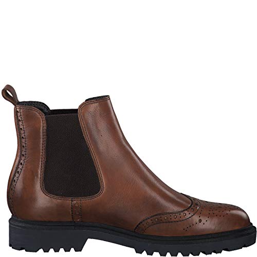 Tamaris Mujer Botines, señora Botas Chelsea, Botas,Botas de Media caña,Botines,botín,Slip on,Plana,Cognac Leather,36 EU / 3.5 UK