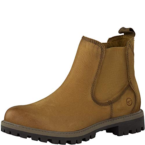 Tamaris Mujer Botines, señora Botas Chelsea, Botas,Botas de Media caña,Botines,botín,Slip on,Plana,Nut,38 EU / 5 UK