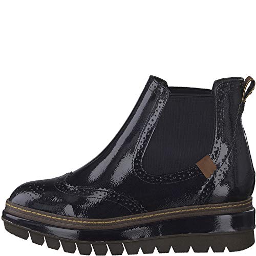 Tamaris Mujer Botines, señora Botas Chelsea, Botas,Botas de Media caña,Botines,botín,Slip on,Plana,Pacific Patent,39 EU / 5.5 UK