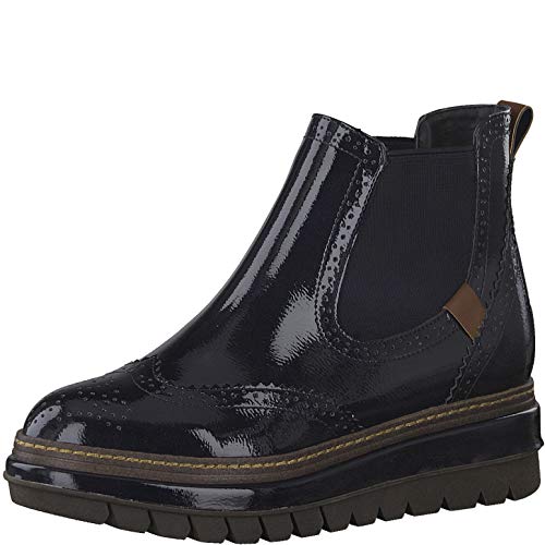 Tamaris Mujer Botines, señora Botas Chelsea, Botas,Botas de Media caña,Botines,botín,Slip on,Plana,Pacific Patent,39 EU / 5.5 UK