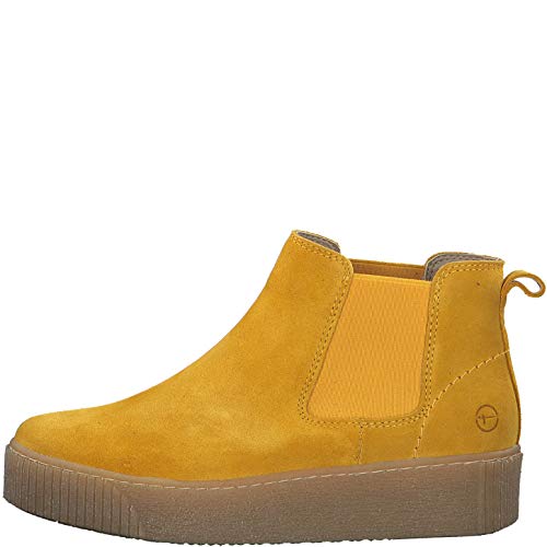 Tamaris Mujer Botines, señora Botas Chelsea, Botas,Botas de Media caña,Botines,botín,Slip on,Plana,Saffron,40 EU / 6.5 UK