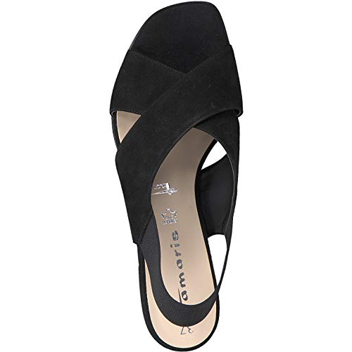 Tamaris Mujer Sandalias de Vestir 28017-34, señora Sandalia tacón, Sandalias,Zapatos del Verano,cómodo y Planas,Black,39 EU / 5.5 UK