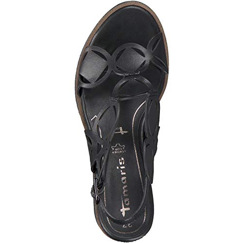 Tamaris Mujer Sandalias de Vestir 28312-24, señora Sandalias de cuña, Zapatos del Verano,cómodo,tacón Alto,Black,38 EU / 5 UK