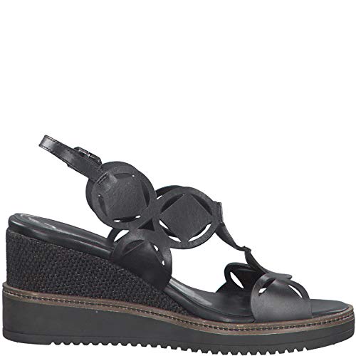 Tamaris Mujer Sandalias de Vestir 28312-24, señora Sandalias de cuña, Zapatos del Verano,cómodo,tacón Alto,Black,38 EU / 5 UK