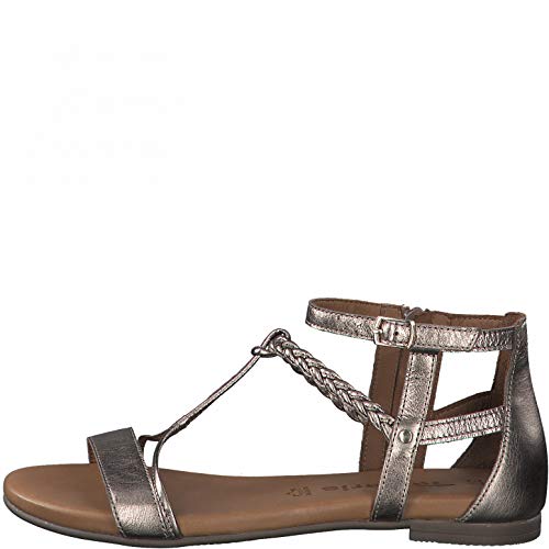 Tamaris Mujer Sandalias, señora Sandalia con Tiras,Sandalia Romana,Sandalia,Sandalia de Gladiador,Sandalia de Verano,Champagne Met,38 EU / 5 UK