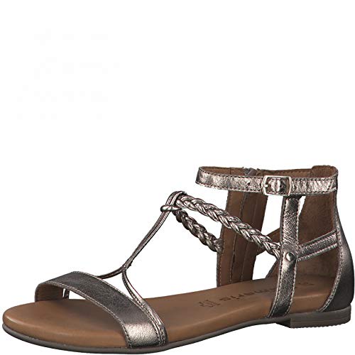 Tamaris Mujer Sandalias, señora Sandalia con Tiras,Sandalia Romana,Sandalia,Sandalia de Gladiador,Sandalia de Verano,Champagne Met,38 EU / 5 UK