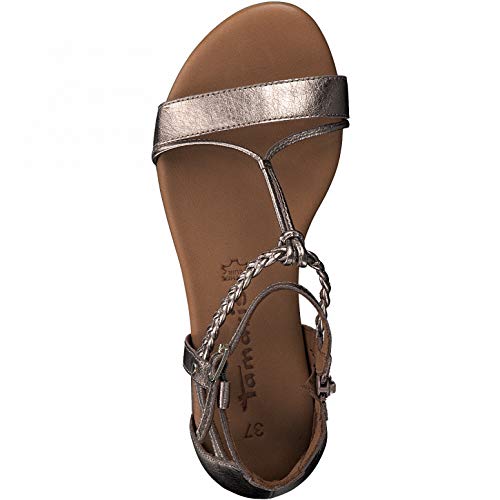 Tamaris Mujer Sandalias, señora Sandalia con Tiras,Sandalia Romana,Sandalia,Sandalia de Gladiador,Sandalia de Verano,Champagne Met,38 EU / 5 UK