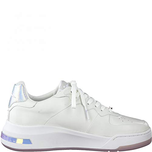 Tamaris Mujer Zapatillas, señora Bajo,Plantilla Desmontable,Zapatillas de Deporte,Zapatos Informales,Cuña de tacón,White,41 EU / 7.5 UK