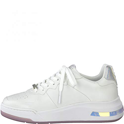 Tamaris Mujer Zapatillas, señora Bajo,Plantilla Desmontable,Zapatillas de Deporte,Zapatos Informales,Cuña de tacón,White,41 EU / 7.5 UK