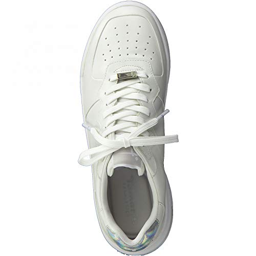 Tamaris Mujer Zapatillas, señora Bajo,Plantilla Desmontable,Zapatillas de Deporte,Zapatos Informales,Cuña de tacón,White,41 EU / 7.5 UK