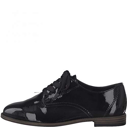 Tamaris Mujer Zapatos con Cordones, señora Calzado de Negocios,Touch It,Zapatos de Charol,Zapatos Bajos,clásicos,Black Patent,40 EU / 6.5 UK