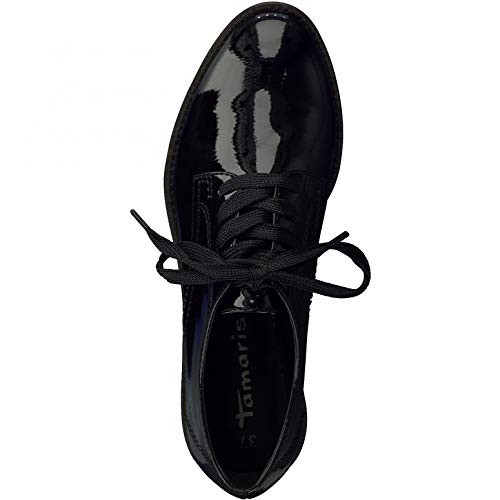 Tamaris Mujer Zapatos con Cordones, señora Calzado de Negocios,Touch It,Zapatos de Charol,Zapatos Bajos,clásicos,Black Patent,40 EU / 6.5 UK