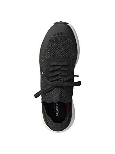 Tamaris Mujer Zapatos con Cordones, señora Zapatos Deportivos,Zapatos Bajos,Calzado de Calle,Zapatillas de cuña,Black Silver,38 EU / 5 UK