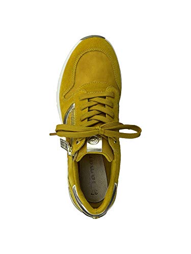 Tamaris Mujer Zapatos con Cordones, señora Zapatos Deportivos,Zapatos Bajos,Calzado de Calle,Zapatillas de cuña,Mustard Comb,39 EU / 5.5 UK