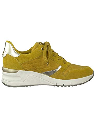 Tamaris Mujer Zapatos con Cordones, señora Zapatos Deportivos,Zapatos Bajos,Calzado de Calle,Zapatillas de cuña,Mustard Comb,39 EU / 5.5 UK