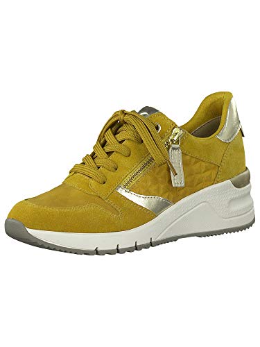 Tamaris Mujer Zapatos con Cordones, señora Zapatos Deportivos,Zapatos Bajos,Calzado de Calle,Zapatillas de cuña,Mustard Comb,39 EU / 5.5 UK