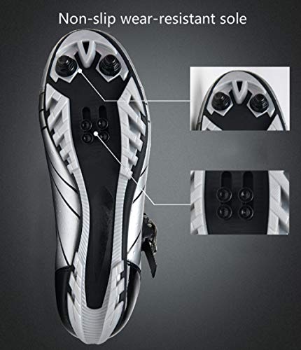 tangjiu Bolsa De Cuadro De Bicicleta,Zapatillas De Ciclismo Unisex, Zapatillas De Ciclismo Antideslizantes De Suela Dura, Zapatillas De Ciclismo De Carretera Y Montaña (Rojo,46)