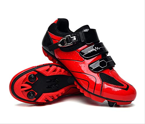 tangjiu Bolsa De Cuadro De Bicicleta,Zapatillas De Ciclismo Unisex, Zapatillas De Ciclismo Antideslizantes De Suela Dura, Zapatillas De Ciclismo De Carretera Y Montaña (Rojo,46)