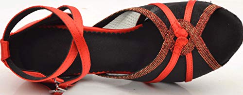 Tango Bride Zapatos de Baile para Mujer, tacón Medio, competiciones de profesión, Fiesta Latina Rumba, Color Rojo, Talla 42 EU