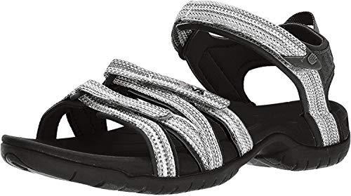 Teva Tira, Sandalias de Punta Descubierta Mujer, Negro (Black/White Multi Bwml), 37 EU