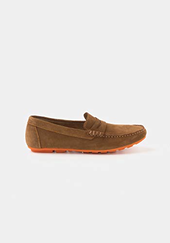TEX - Mocasines De Piel para Hombre, Camel Oscuro, 40 EU