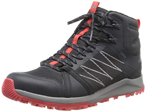 The North Face W LW Fp II Mid GTX, Botas de Senderismo para Mujer, Gris (Ebony Grey/Fiesta Red C40), 38.5 EU