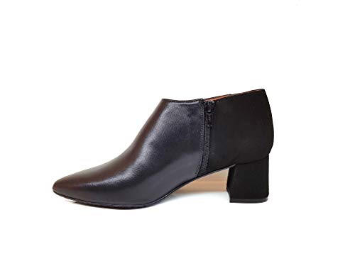 THYKET - Botines Estilosos de Vestir para Mujer en Piel con Tacon Ancho 5 cm y Punta Fina - Hechos en España - Cierre Cremallera - Moda Zapatos Abotinados - Napa Ante Negro - Negro 39 EU